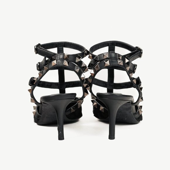 Valentino Garavani Noir Rockstud Animal-Print Calf Hair Heels - Picture 3 of 10